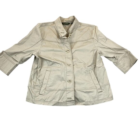 Eddie Bauer Women's Jacket Size XL Beige Button-Up 3/4 Sleeves Casual Classic - Picture 1 of 9